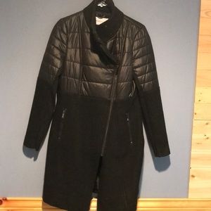 BCBG long black coat part puffer